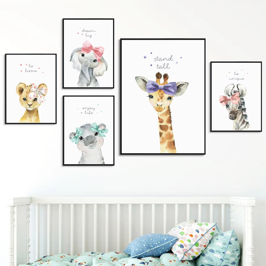 สิงโตม้าลายยีราฟช้าง Hippo ดอก - Baby Nursery Animal Pictures บทวิจารณ์และราคา