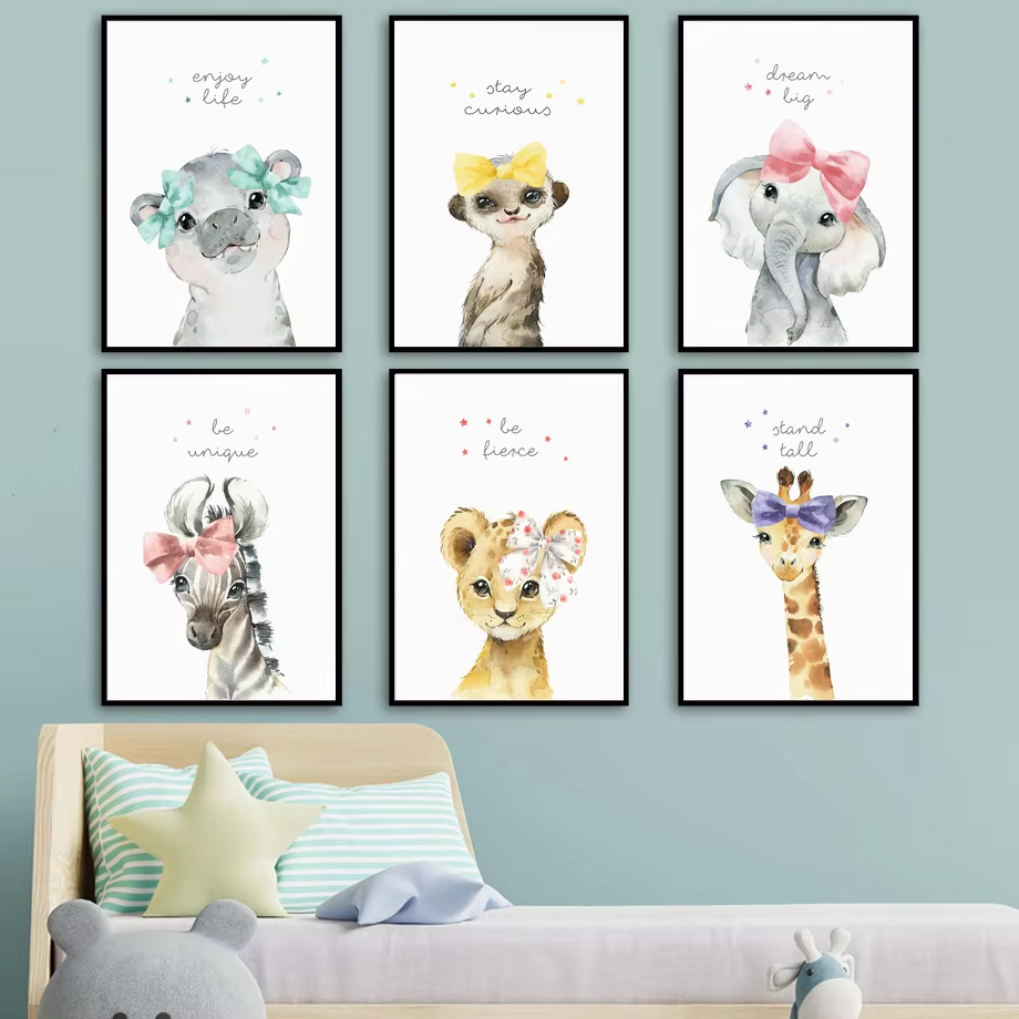 สิงโตม้าลายยีราฟช้าง Hippo ดอก - Baby Nursery Animal Pictures บทวิจารณ์และราคา