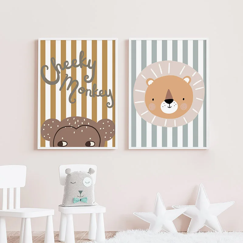 การ์ตูนยีราฟเสือดาวสิงโตลิงงู  - Baby Nursery Animal Pictures บทวิจารณ์และราคา
