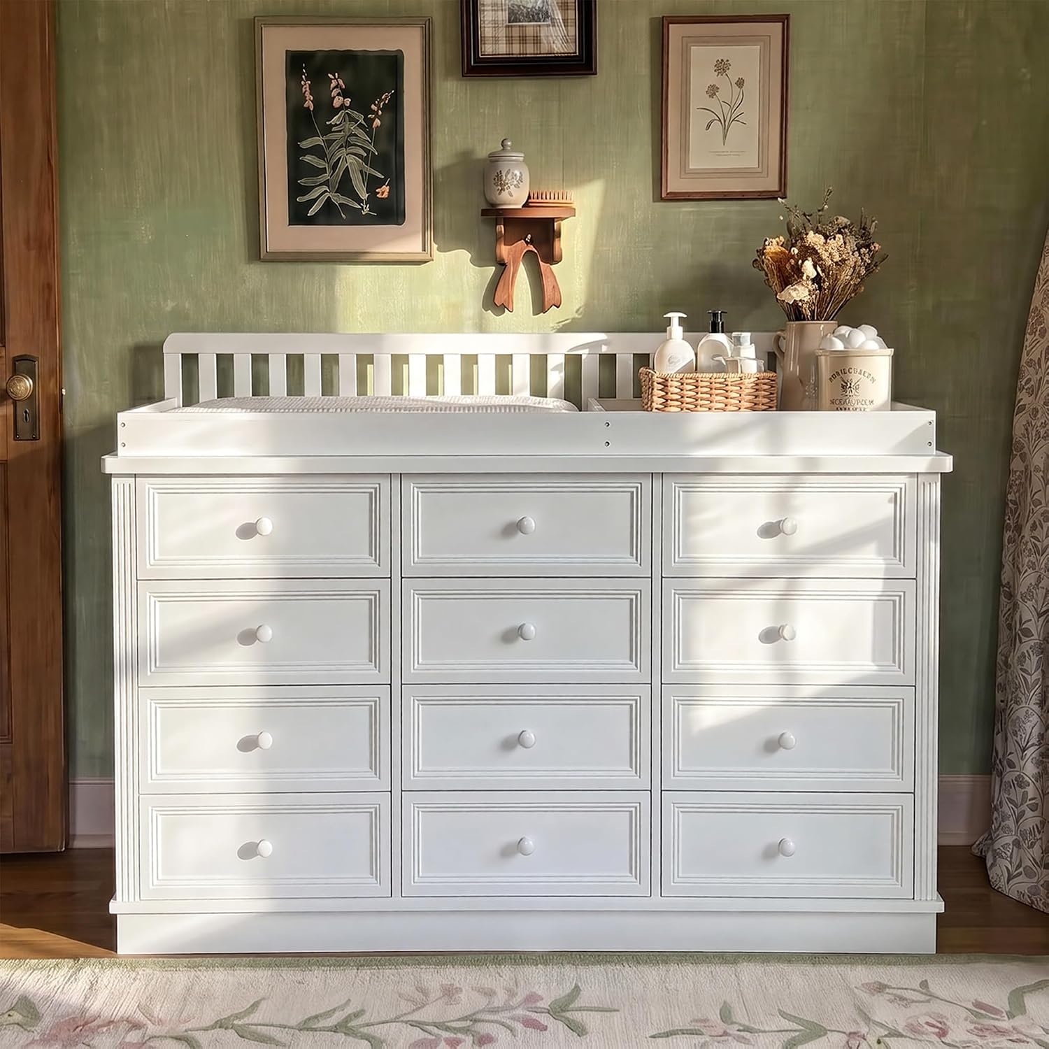 โต๊ะเปลี่ยนผ้าอ้อมเด็กพร้อมตู้ - Baby Nursery Dresser Changing Table บทวิจารณ์และราคา