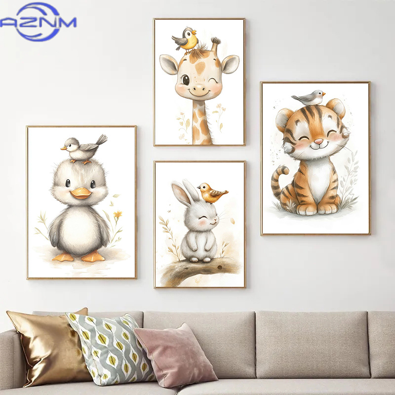 AZNM สไตล์โบโฮการ์ตูนภาพประกอบ - Baby Nursery Animal Pictures บทวิจารณ์และราคา