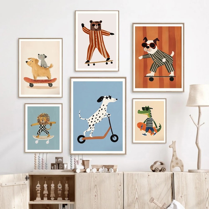 โปสเตอร์สัตว์ตลกๆ 1 ชิ้น ไม่มี - Baby Nursery Animal Pictures บทวิจารณ์และราคา