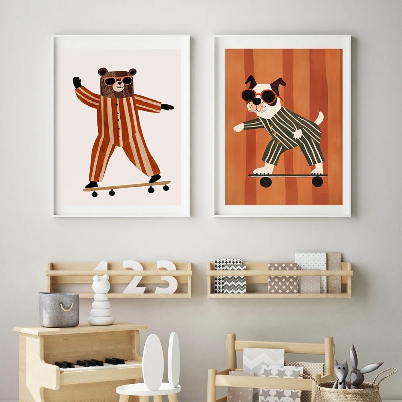 โปสเตอร์สัตว์ตลกๆ 1 ชิ้น ไม่มี - Baby Nursery Animal Pictures บทวิจารณ์และราคา