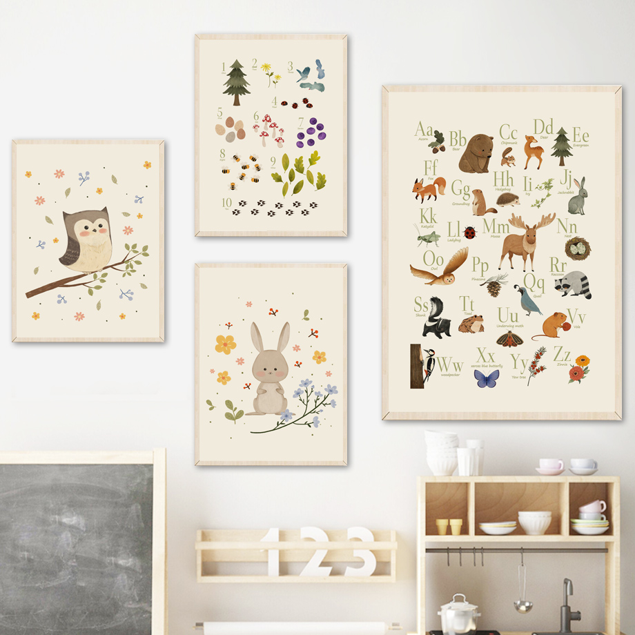 ภาพพิมพ์บนผ้าใบลายกระต่าย จิ้ง - Baby Nursery Animal Pictures บทวิจารณ์และราคา