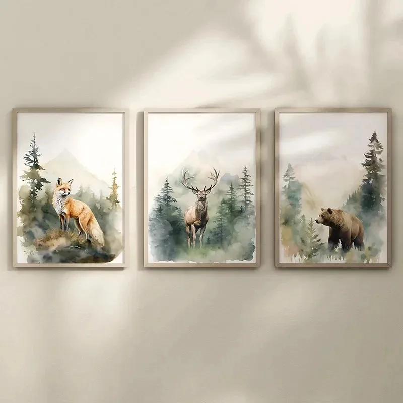 โปสเตอร์และภาพพิมพ์สไตล์นอร์ดิ - Baby Nursery Animal Pictures บทวิจารณ์และราคา