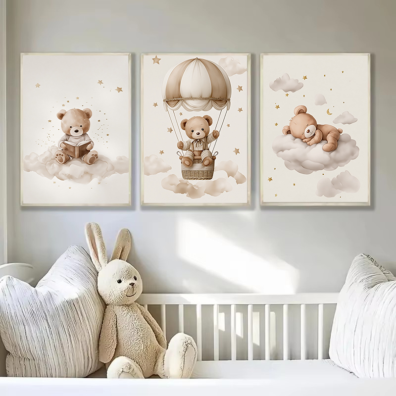 ภาพพิมพ์ผ้าแคนวาสลายหมีเท็ดดี้ - Baby Nursery Animal Pictures บทวิจารณ์และราคา