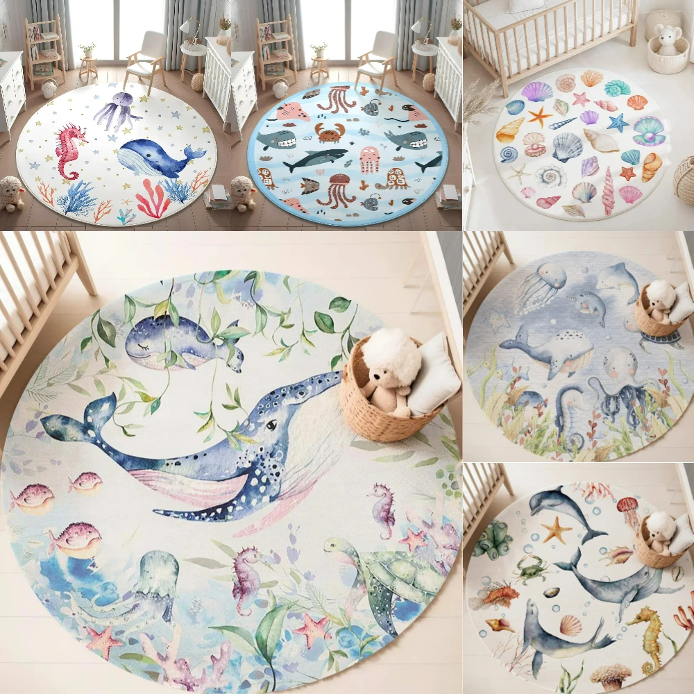 พรมลายสัตว์ทะเลสีฟ้า สำหรับห้อ - Baby Nursery Games บทวิจารณ์และราคา
